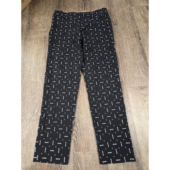 Krazy Larry Pull-On Ankle Pants - Black Golf Tee Club Print Elastic Waist 12 - Picture 7 of 9